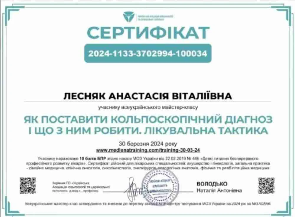 Лесняк Анастасія Віталіївна